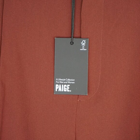Paige Aracelli Pleated Cuff Hem Trouser Pants in Mahogany size 12 NWT - Picture 8 of 16